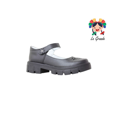 754 BRIANDA Negro Piel Zapato Escolar para Dama
