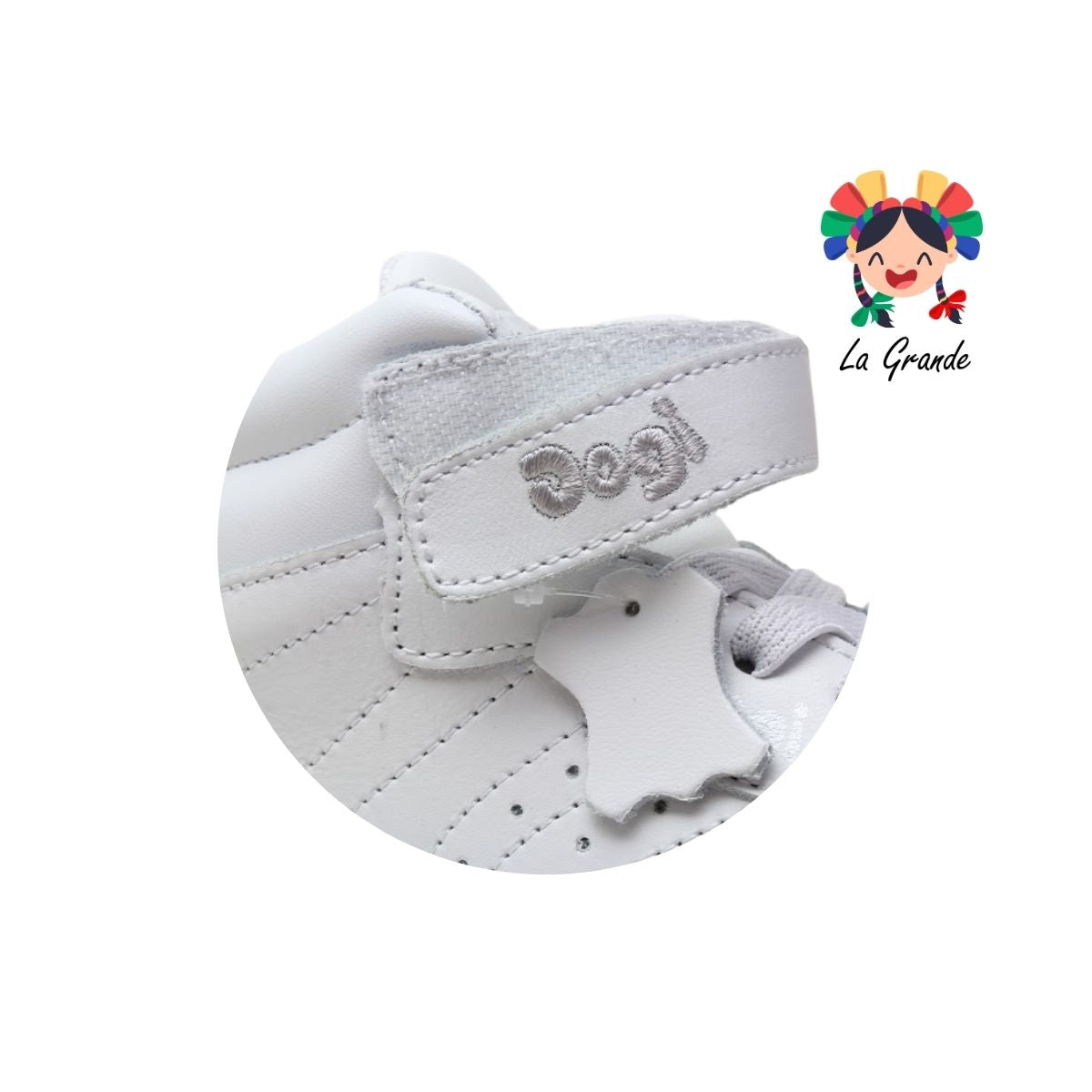 7555 DOGI Blanco Blanco Piel Tenis Escolar para Niña, Niño, Dama y Joven