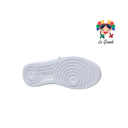 7555 DOGI Blanco Blanco Piel Tenis Escolar para Niña, Niño, Dama y Joven