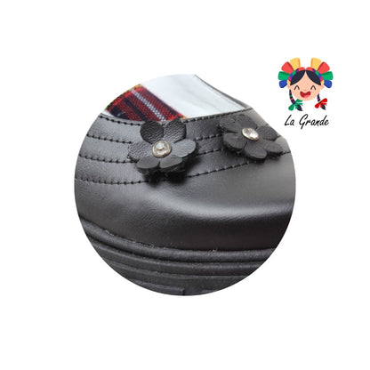 755 BRIANDA Negro Piel Zapato Escolar para Niña yDama