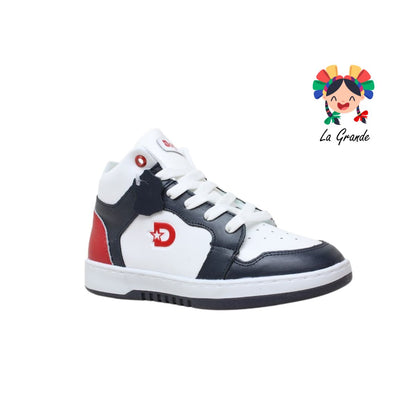 7570 DOGI Bco Mno Rojo Piel Tenis Escolar para Niña, Niño, Dama y Joven