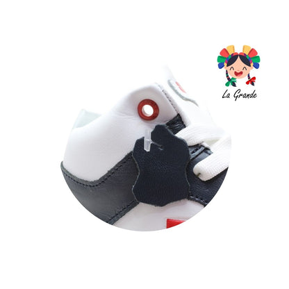 7570 DOGI Bco Mno Rojo Piel Tenis Escolar para Niña, Niño, Dama y Joven