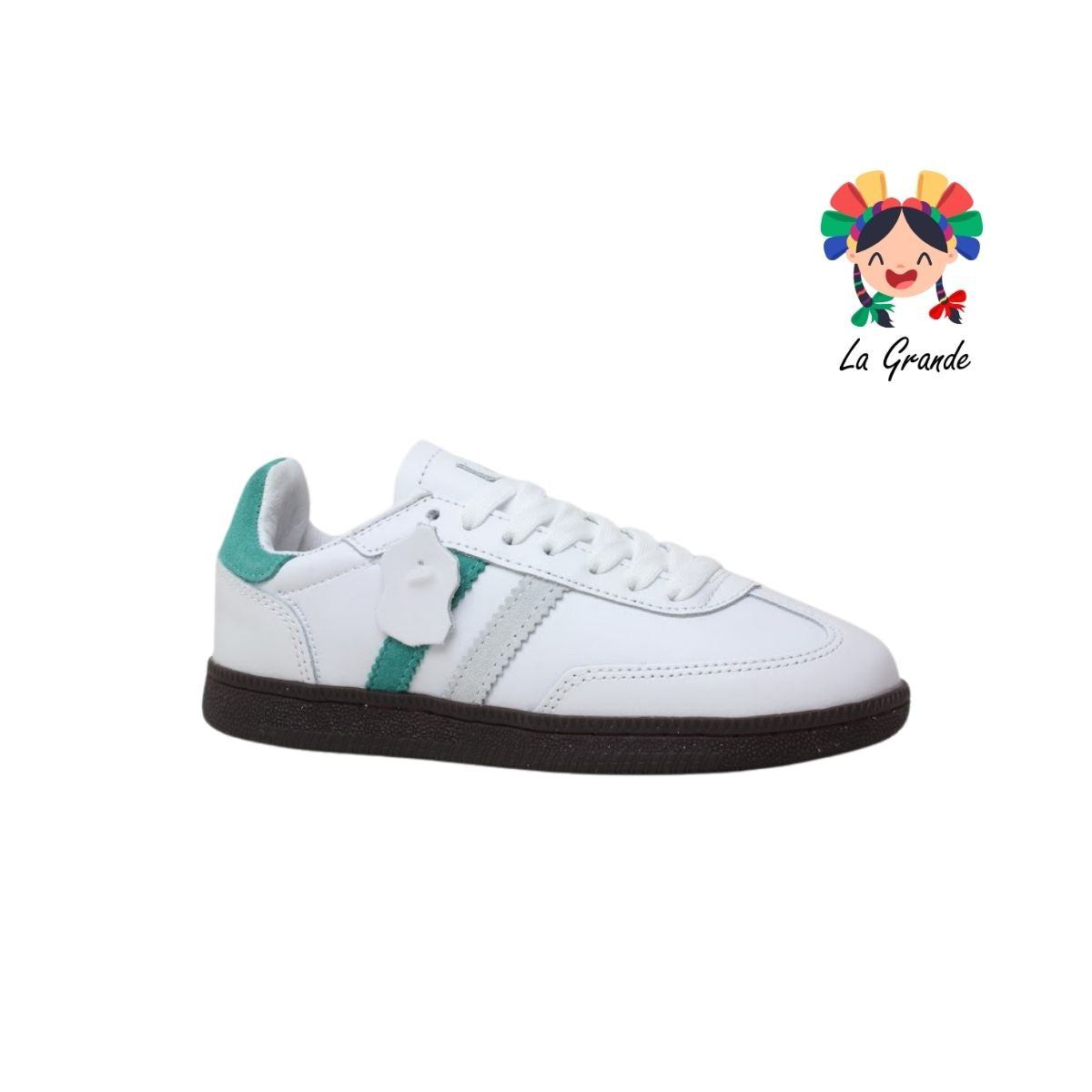 7580 DOGI Bco Boreale Hielo Piel Tenis Escolar para Niña, Niño, Dama y Joven