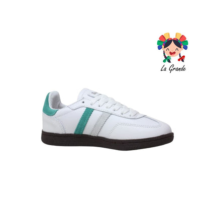 7580 DOGI Bco Boreale Hielo Piel Tenis Escolar para Niña, Niño, Dama y Joven