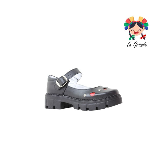 759 BRIANDA Negro Piel Zapato Escolar para Niña y Dama