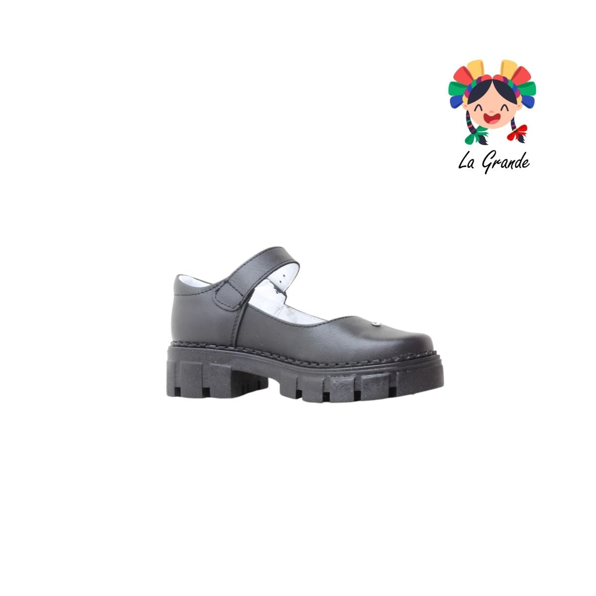 759 BRIANDA Negro Piel Zapato Escolar para Niña y Dama