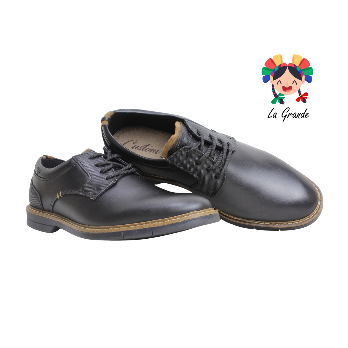 7604 CUSTOM Negro Miel Atanado Zapato Casual para Caballero