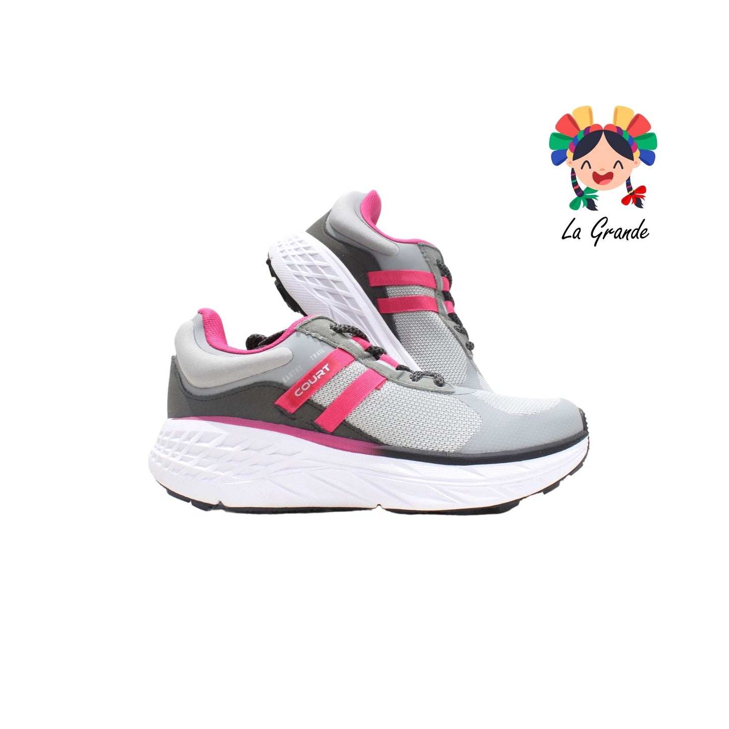 A7691T Court Gris Rosa Tenis Deportivo para Dama