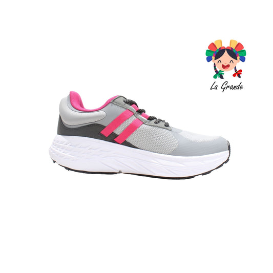 A7691T Court Gris Rosa Tenis Deportivo para Dama
