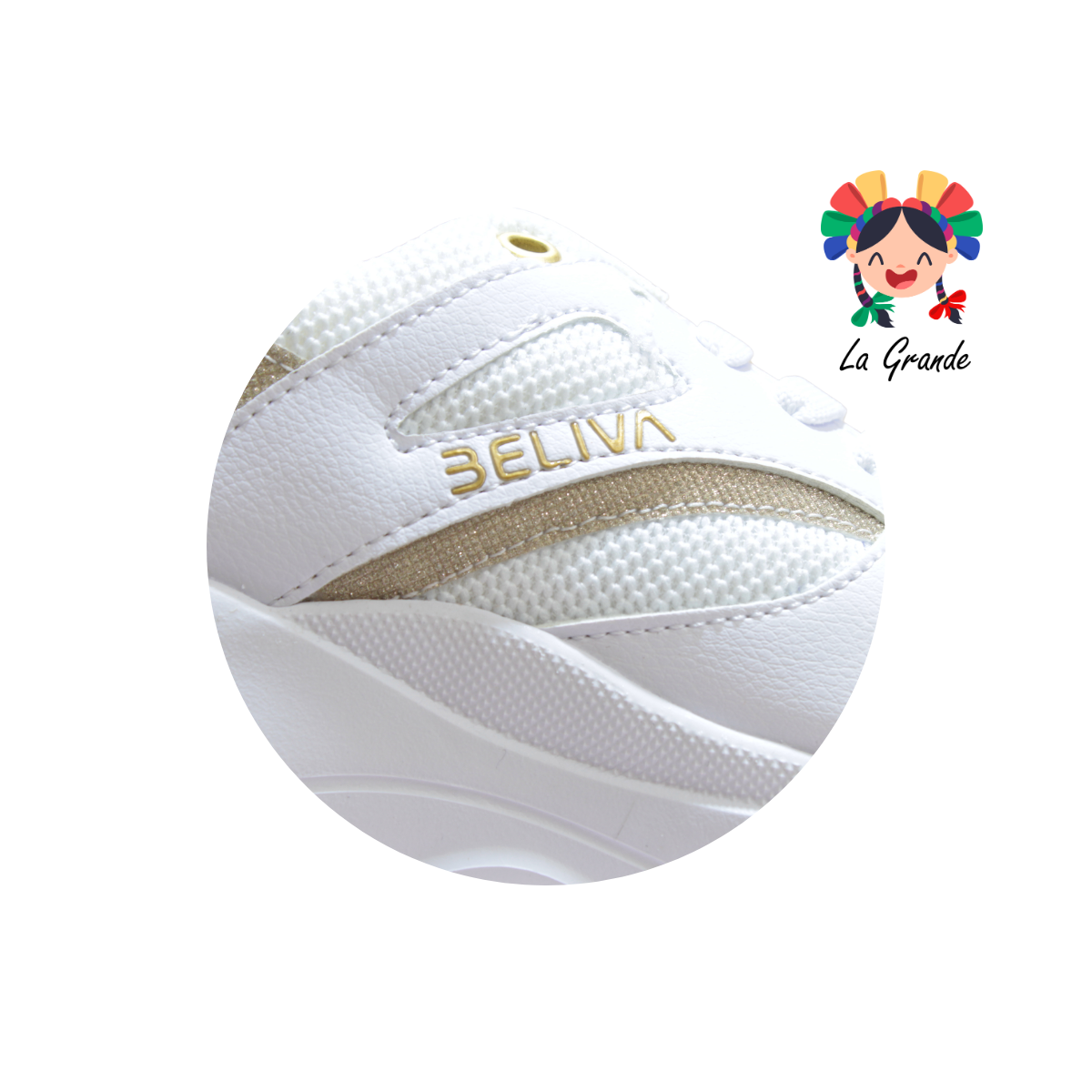 800 BELIVA Blanco Oro Sint Tenis Casual para Dama