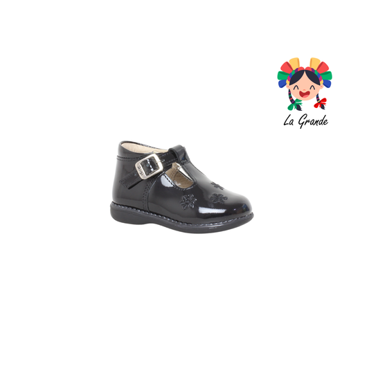 7703 DOGI Negro Charol Zapato Escolar para Bebé y Niña