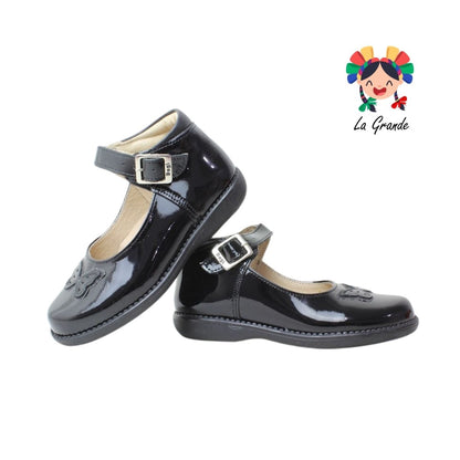 776 DOGI Negro Charol Zapato Escolar para Niña
