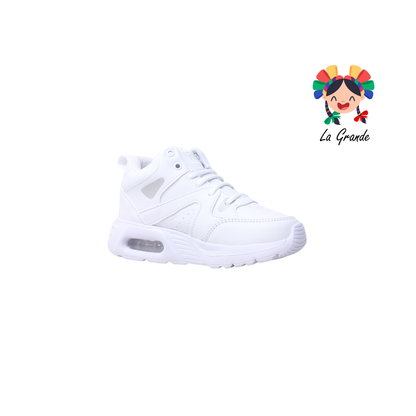 782 APT Blanco Blanco Piel Tenis Choclo con Válvula para Niña y Niño