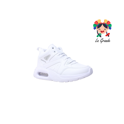 782 APT Blanco Blanco Piel Tenis Choclo con Válvula para Niña y Niño