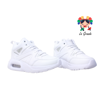782 APT Blanco Blanco Piel Tenis Choclo con Válvula para Niña y Niño