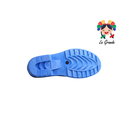 Noe PINET Negro Azul Bota de Hule para Dama, Joven y Caballero