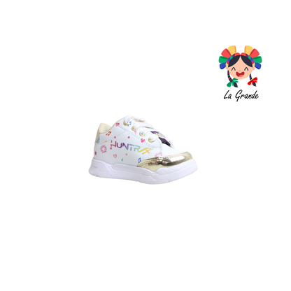 T3-01 DANIELS Blanco Oro Cristal Tenis Casual para Bebé