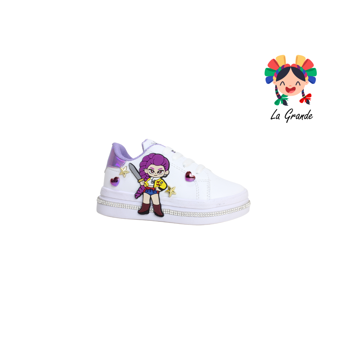 8000 SVIN Blanco Morado Sintético Tenis Casual para Niña