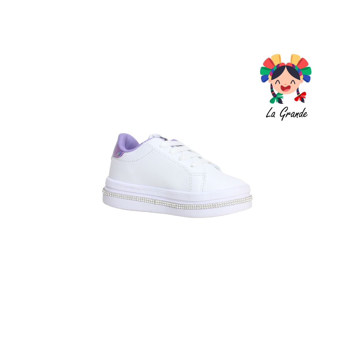 8000 SVIN Blanco Morado Sintético Tenis Casual para Niña