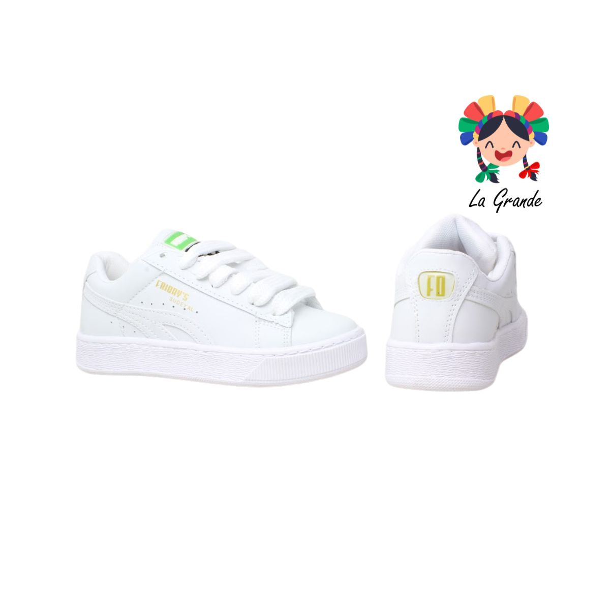 8001 FRIDAYS Blanco Blanco Tenis Casual para Niña y Dama