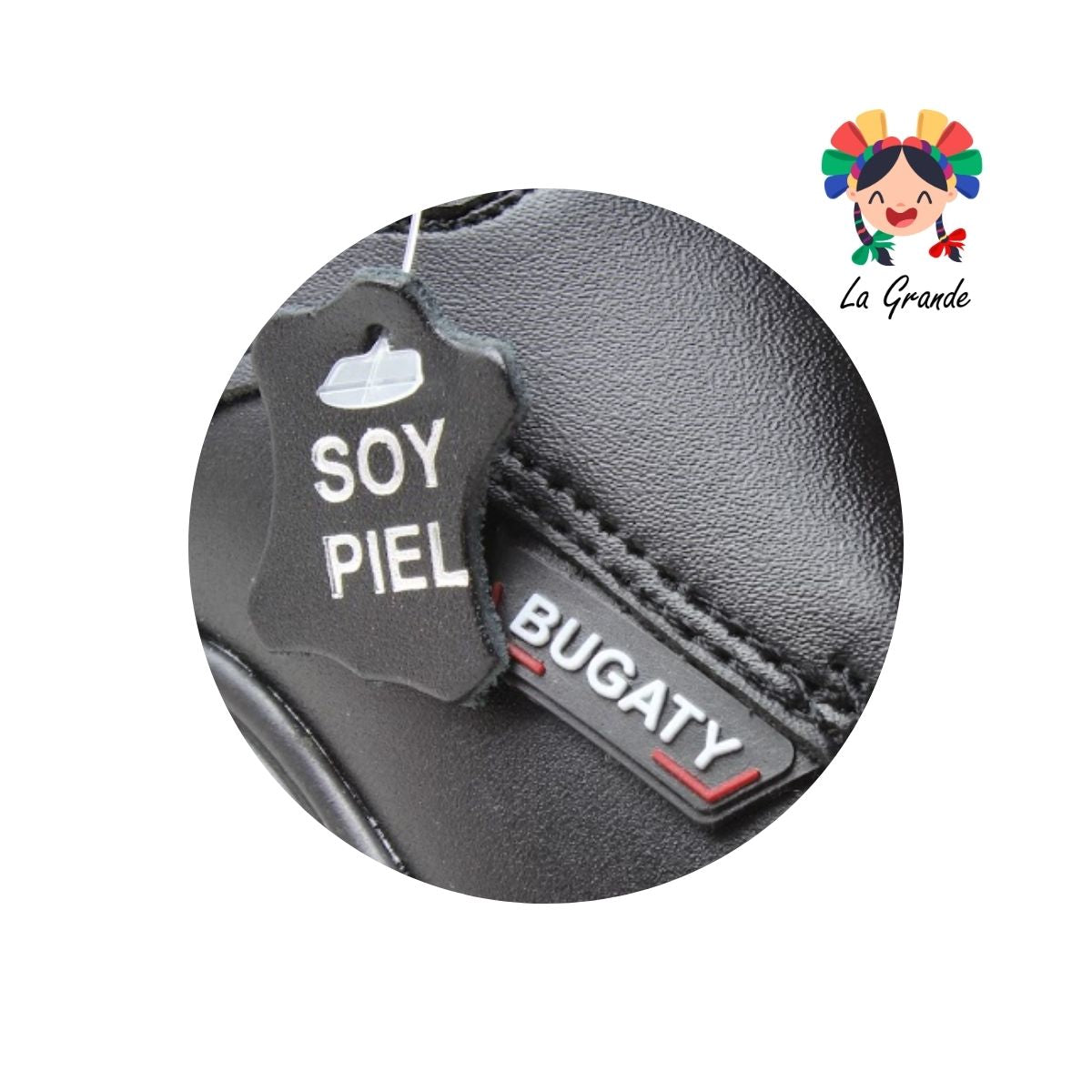 8003 BUGATY SHOES Negro Piel Zapato Escolar para Niño