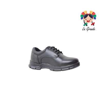 8003 BUGATY SHOES Negro Piel Zapato Escolar para Niño