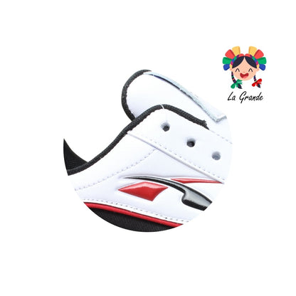 8004 BOOSTER Blanco Rojo Piel Tenis Choclo Casual para Joven, Dama y Caballero