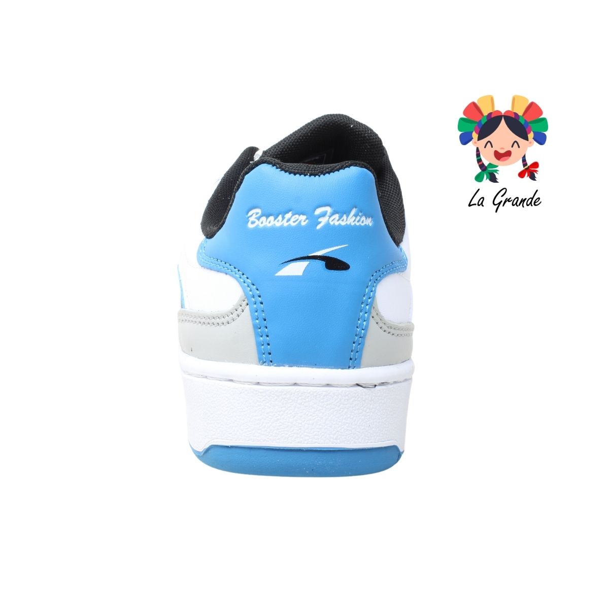 8005 BOOSTER Blanco Azul Piel Tenis Casual para Joven, Dama y Caballero