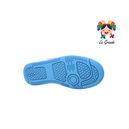 8005 BOOSTER Blanco Azul Piel Tenis Casual para Joven, Dama y Caballero