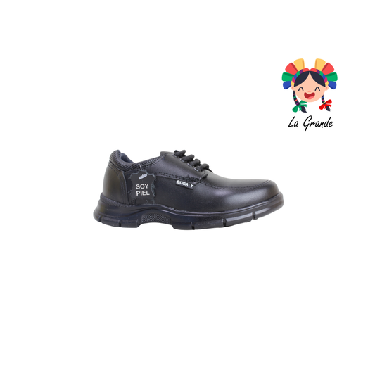 8006 BUGATY SHOES Negro Piel Zapato Escolar para Niño
