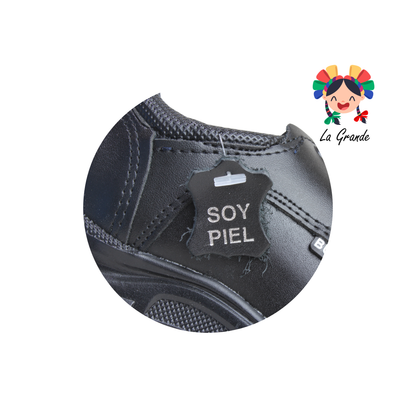 8006 BUGATY SHOES Negro Piel Zapato Escolar para Niño