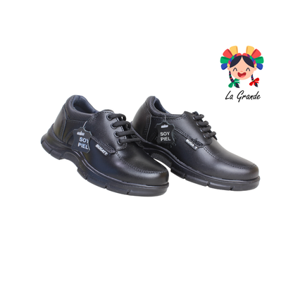 8006 BUGATY SHOES Negro Piel Zapato Escolar para Niño