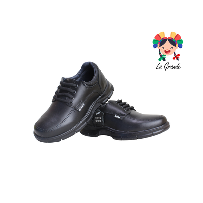 8006 BUGATY SHOES Negro Piel Zapato Escolar para Niño