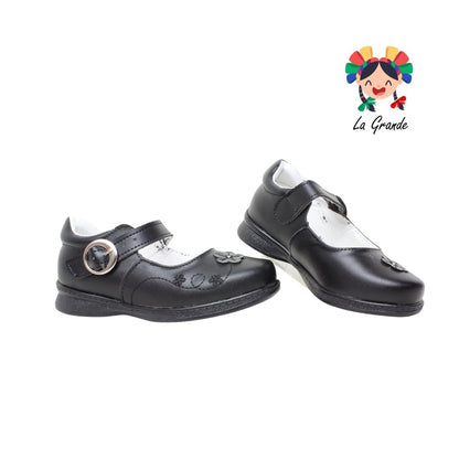8006 CHELITAS Negro Piel Zapato Escolar para Niña