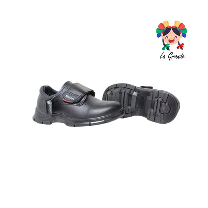 8007 BUGATY SHOES Negro Piel Zapato Escolar para Niño y Joven