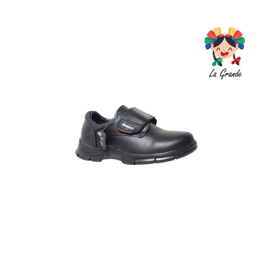 8007 BUGATY SHOES Negro Piel Zapato Escolar para Niño y Joven