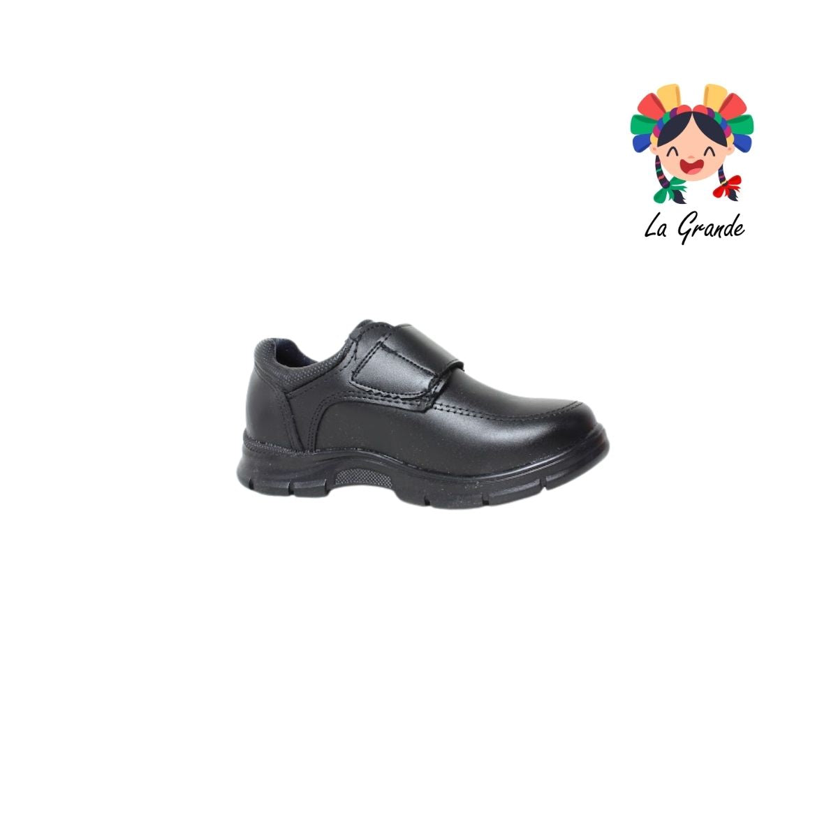 8007 BUGATY SHOES Negro Piel Zapato Escolar para Niño y Joven