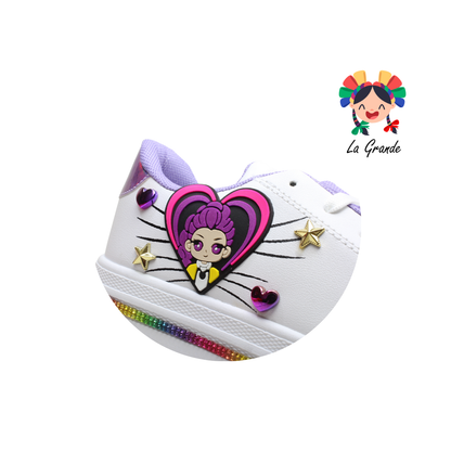 8008 SVIN Blanco Morado Sintético Tenis Casual para Dama