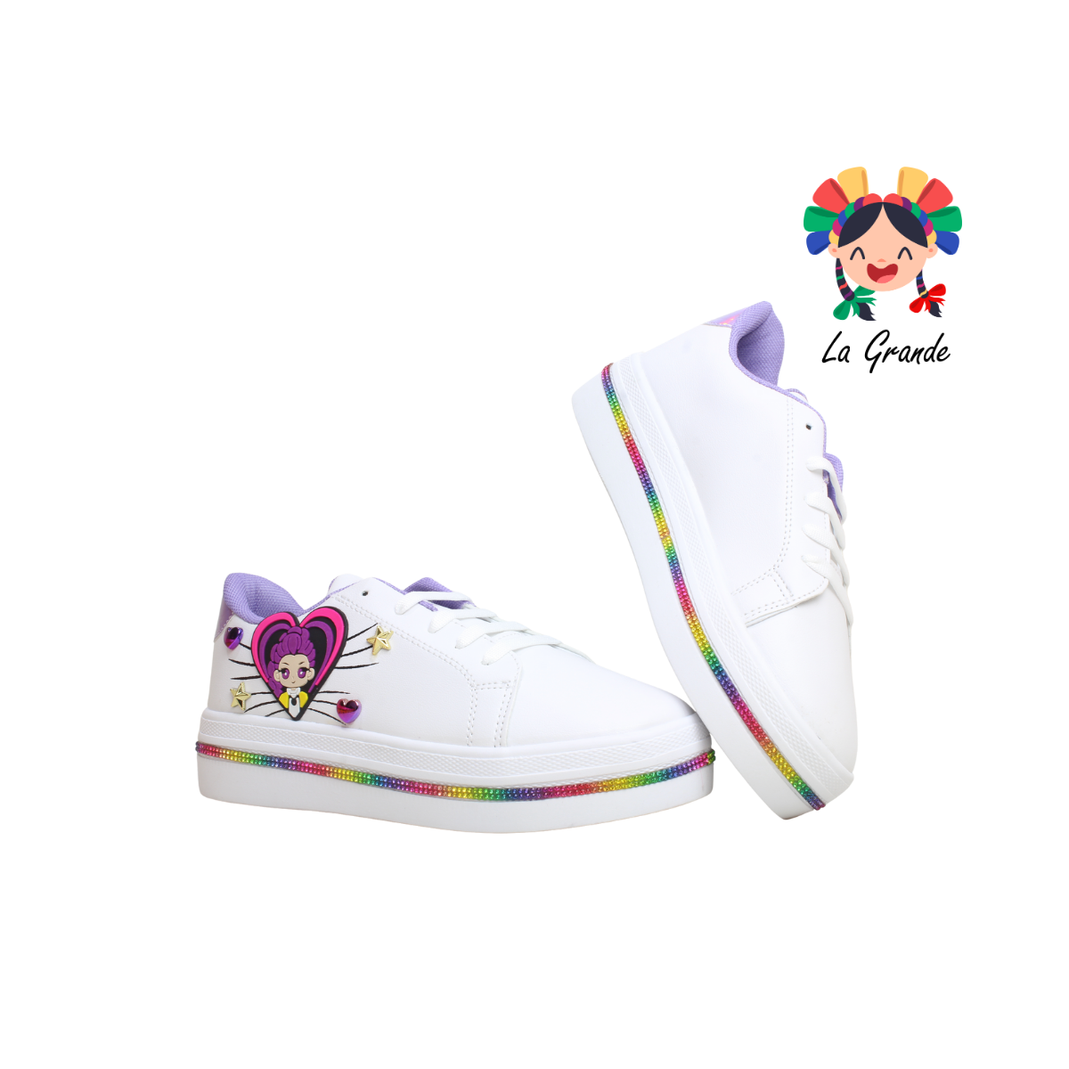 8008 SVIN Blanco Morado Sintético Tenis Casual para Dama