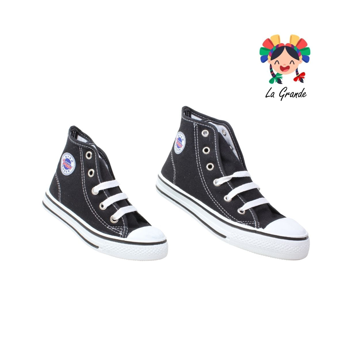 800 FGH Negro Textil Sintético Tenis Casual para Niña y Niño