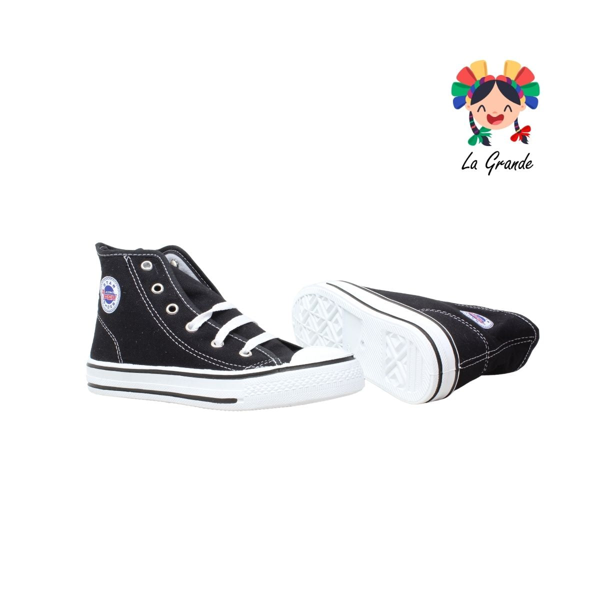 800 FGH Negro Textil Sintético Tenis Casual para Niña y Niño