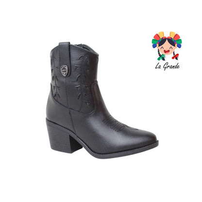 800 YUL Negro Piel Bota Vaquera para Dama