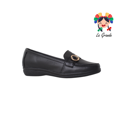801 D'LADY SHOES Negro Piel Zapato Mocasin para Dama