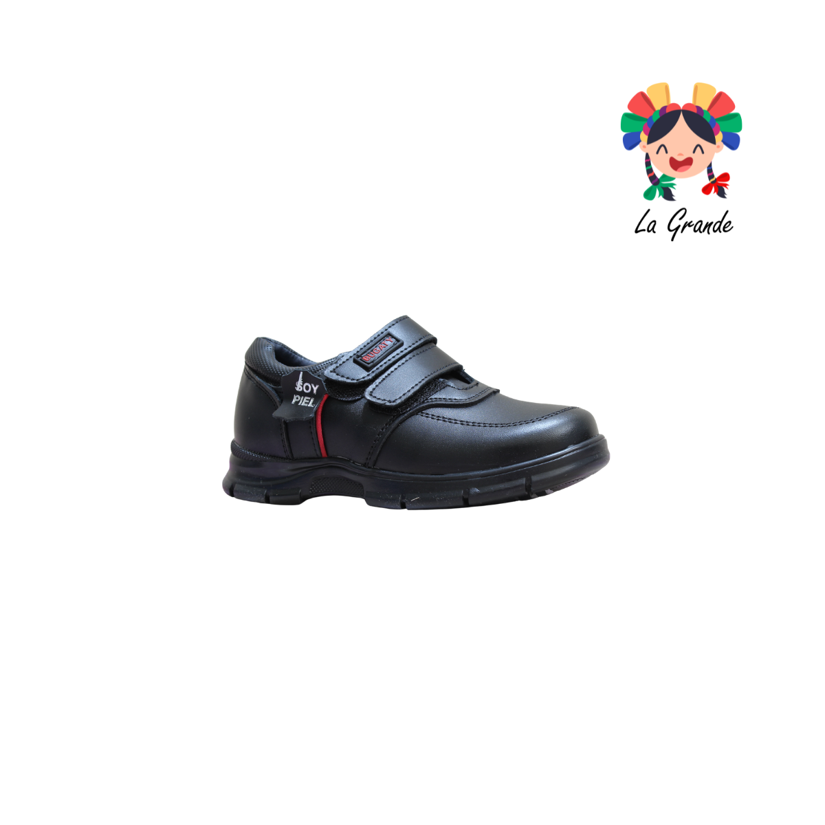8021 BUGATY SHOES Negro Piel Zapato Escolar para Niño