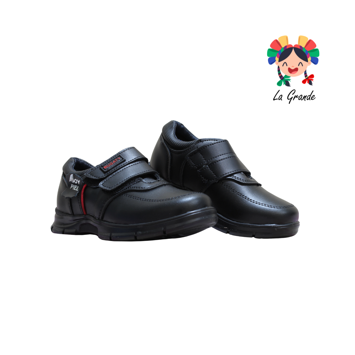 8021 BUGATY SHOES Negro Piel Zapato Escolar para Niño