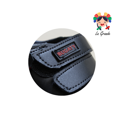 8021 BUGATY SHOES Negro Piel Zapato Escolar para Niño