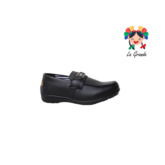 802 ECOLINE Negro Sintético Zapato tipo Mocasín Escolar para Niño y Caballero
