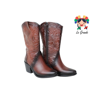 804 IVANNEP Coñac Piel Bota para Dama