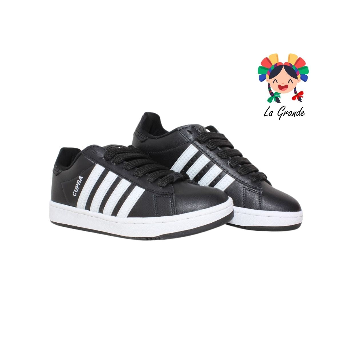 808 CUPRA Negro Blanco Lego Tenis Escolar para Niña, Niño, Dama, Joven y Caballero