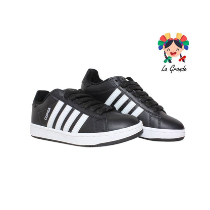 808 CUPRA Negro Blanco Lego Tenis Escolar para Niña, Niño, Dama, Joven y Caballero